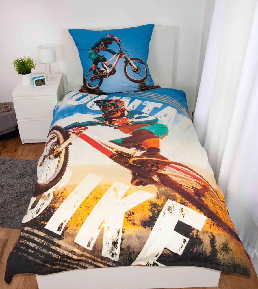 Bettwäsche für Adult Children mit coolem Mountainbike Motiv - Baumwolle